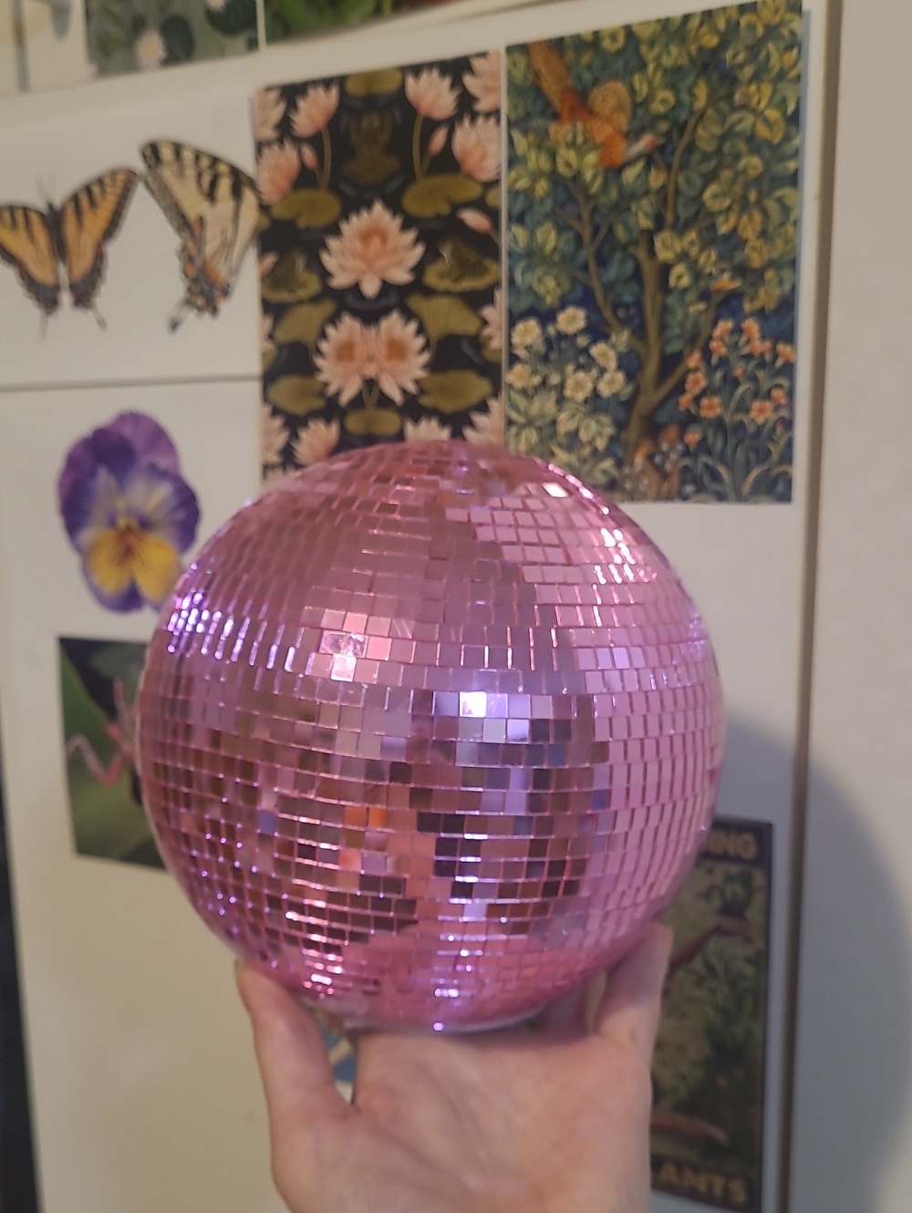 Pink Disco Ball Party Light Led Plug In - Sparkling Mirror Sphere